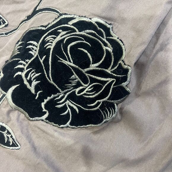 Anthropologie Odille brown skirt w black velvet floral appliques & velvet trim 4 - Picture 6 of 7